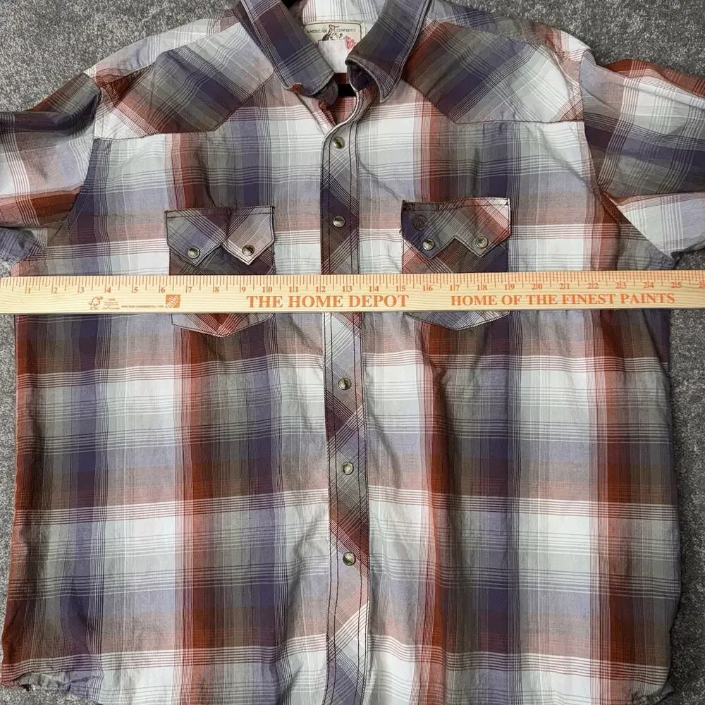 Vintage Wrangler Pearl Snap Western‎ Shirt 2M Plaid W Pocket Rodeo Cowboy